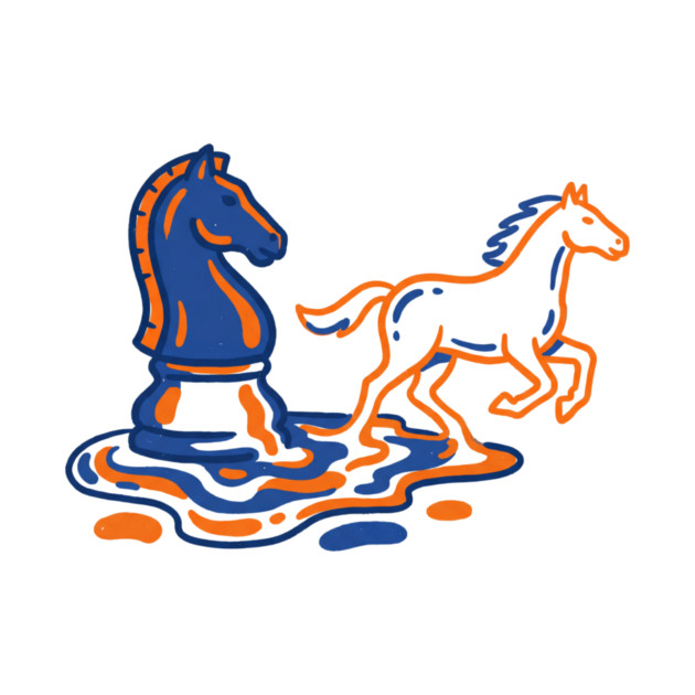 Knight's Escape – Bold Line Chess Horse Art by Designed By Marty