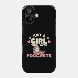 Podcast Lover Girl Wearing Headphones Pink Hair Audio Enthusiast Phone Case