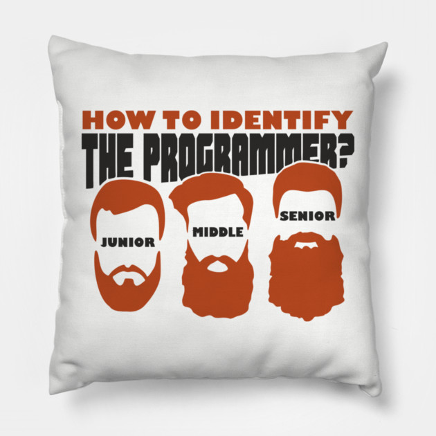Software Dev Programmer Funny Beard Levels Pillow by Anticorporati