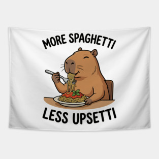 More Spaghetti Less upsetti Capybara Eating Pasta Tapestry