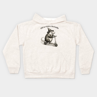 Off To Cause A Kerfuffle Groundhog Funny Opossum Meme Kids Hoodie