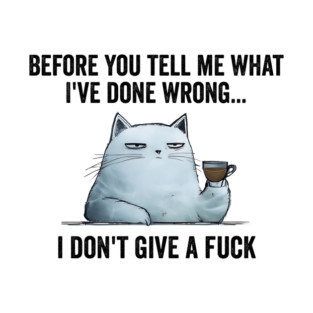 Snarky Sarcastic Cat: I Don't Give A Fuck, funny design T-Shirt