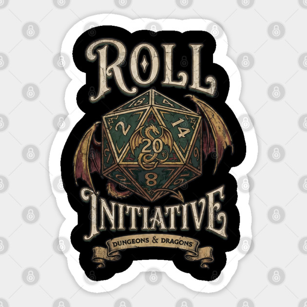 DnD Roll Initiative Vintage Sticker by Mr Hide