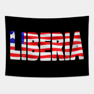 LIBERIA - Flag Flying in Wind cut to Letters Souvenir Sticker Shirt T-Shirt Tapestry