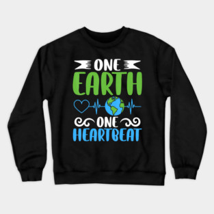 One Earth One Love Eco Awareness Typography Nature Design For Kids Crewneck Sweatshirt