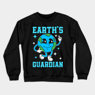 Earths Our Home Environmental Protection Cute Planet Illustration Design Crewneck Sweatshirt