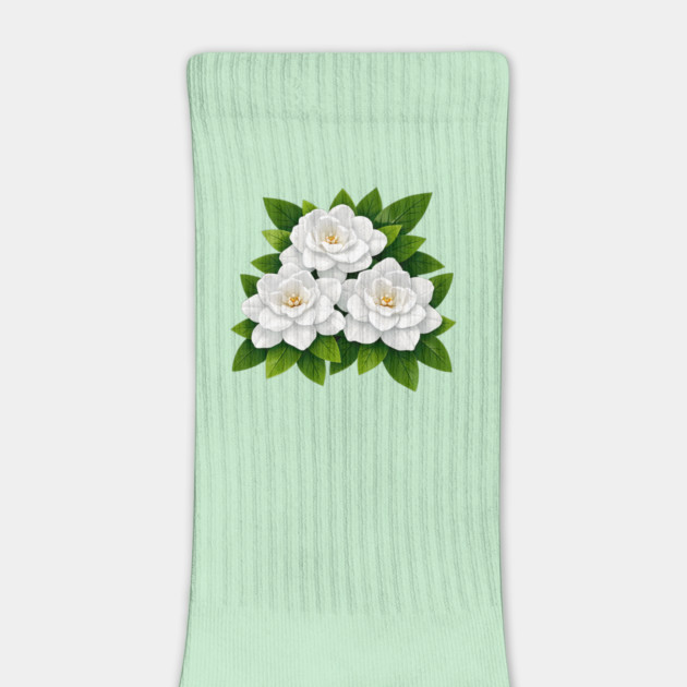 White Gardenia Flowers with Green Leaves by DonWillisJrArt