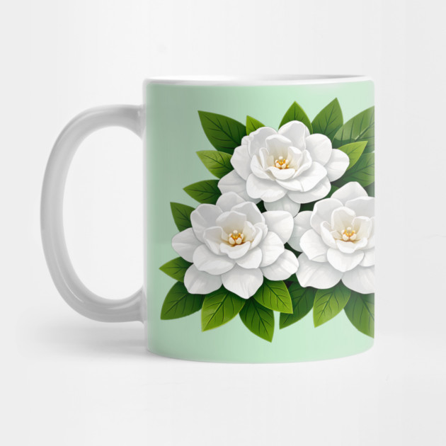White Gardenia Flowers with Green Leaves by DonWillisJrArt