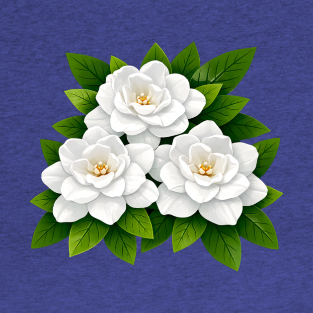 White Gardenia Flowers with Green Leaves by DonWillisJrArt
