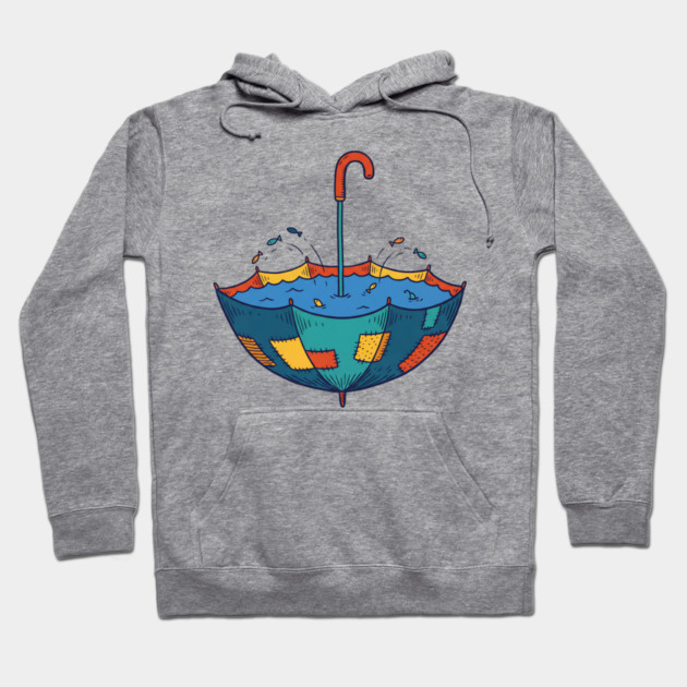 Umbrella Aquarium – Cozy Rainy Day Fish Shelter Hoodie by Designed By Marty