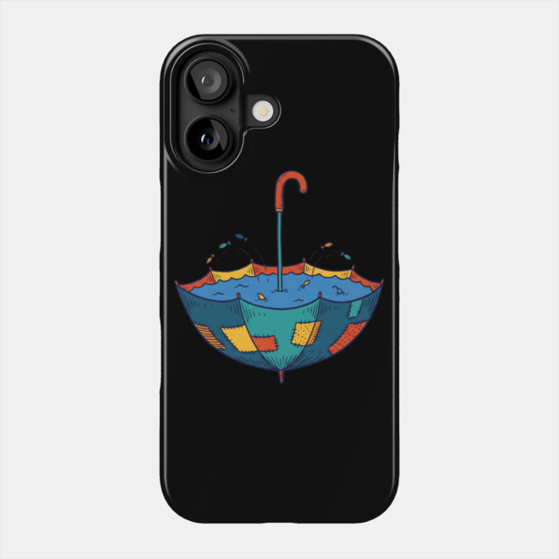 Umbrella Aquarium – Cozy Rainy Day Fish Shelter Phone Case by Designed By Marty