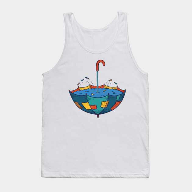 Umbrella Aquarium – Cozy Rainy Day Fish Shelter Tank Top by Designed By Marty