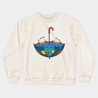 Umbrella Aquarium – Cozy Rainy Day Fish Shelter Crewneck Sweatshirt