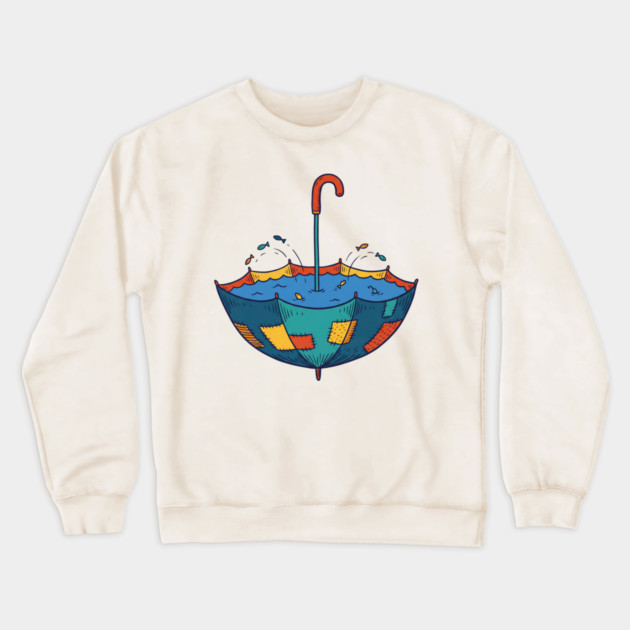 Umbrella Aquarium – Cozy Rainy Day Fish Shelter Crewneck Sweatshirt by Designed By Marty