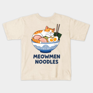 Meowmen Noodles – Happy Cat Ramen Bowl Foodie Art Kids T-Shirt