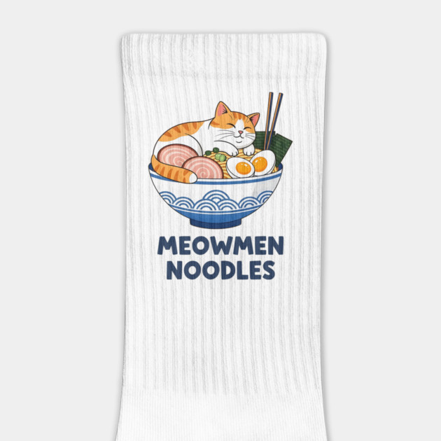 Meowmen Noodles – Happy Cat Ramen Bowl Foodie Art by Designed By Marty