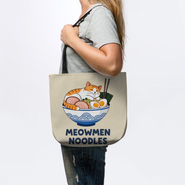 Meowmen Noodles – Happy Cat Ramen Bowl Foodie Art by Designed By Marty