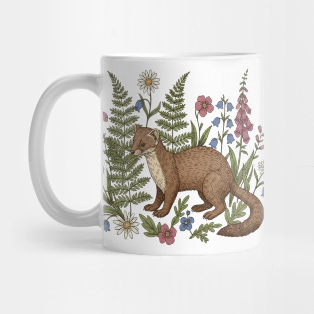 Vintage Pine Marten Forest Wildflowers by BirdsnStuff