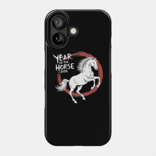 Year of The Horse 2026 Chinese Zodiac Ink Brush Stroke Phone Case