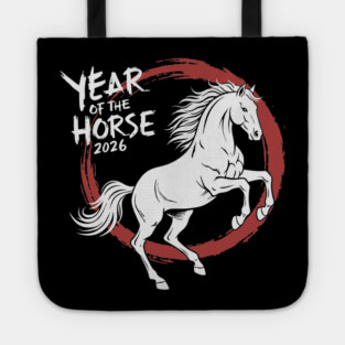 Year of The Horse 2026 Chinese Zodiac Ink Brush Stroke Tote