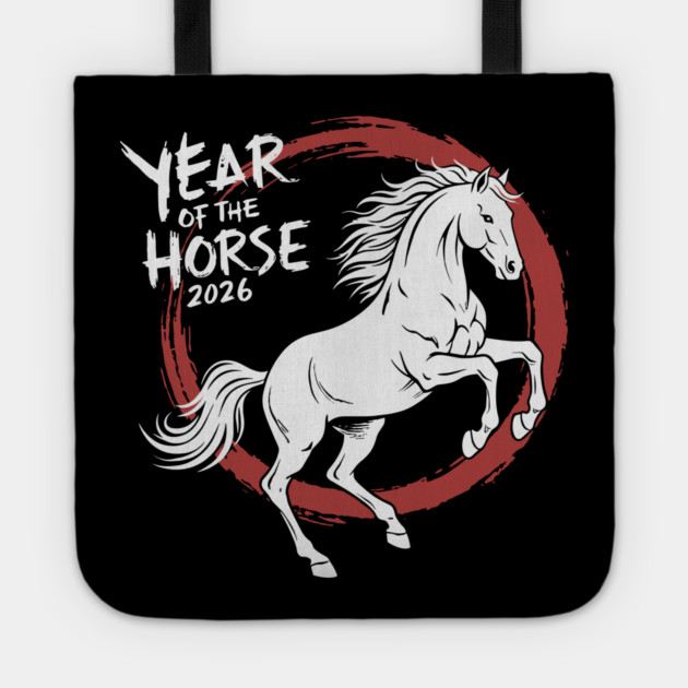 Year of The Horse 2026 Chinese Zodiac Ink Brush Stroke Tote by Chi's Store 1