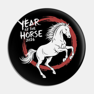 Year of The Horse 2026 Chinese Zodiac Ink Brush Stroke Pin