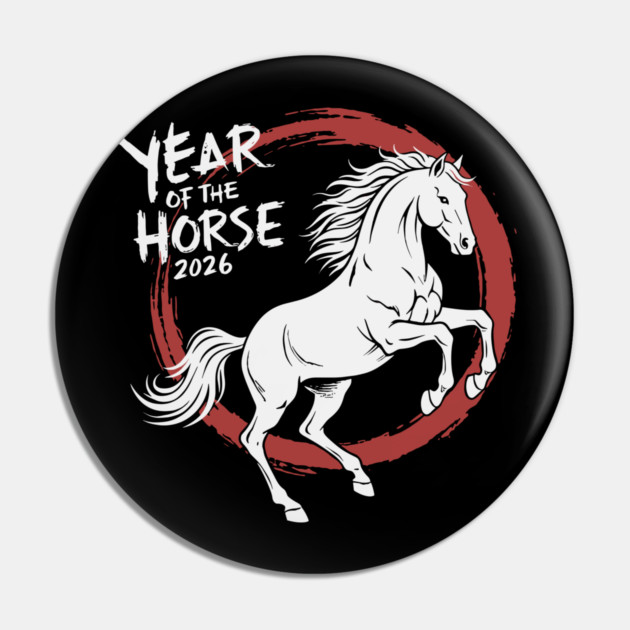Year of The Horse 2026 Chinese Zodiac Ink Brush Stroke Pin by Chi's Store 1