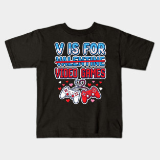 V Is For Video Games Kids T-Shirt