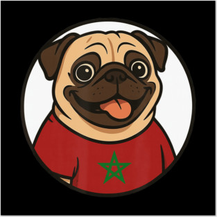 Morocco Flag Pug Funny International Dog Graphic Design for Pet Lovers Posters and Art