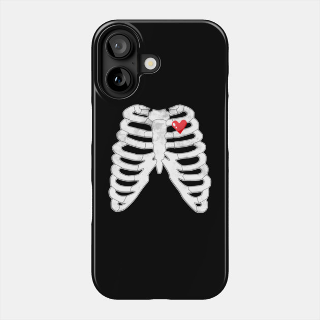 Skeleton Ribs Tee - Heartfelt Goth Ribcage Design Phone Case by OUTFITPAW