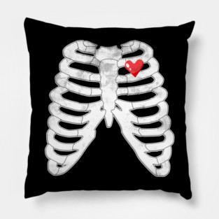Skeleton Ribs Tee - Heartfelt Goth Ribcage Design Pillow