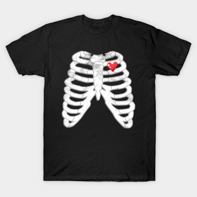 Skeleton Ribs Tee - Heartfelt Goth Ribcage Design T-Shirt by OUTFITPAW