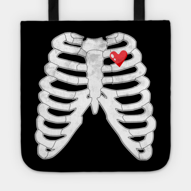 Skeleton Ribs Tee - Heartfelt Goth Ribcage Design Tote by OUTFITPAW