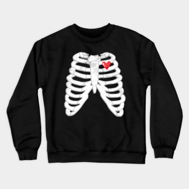 Skeleton Ribs Tee - Heartfelt Goth Ribcage Design Crewneck Sweatshirt by OUTFITPAW