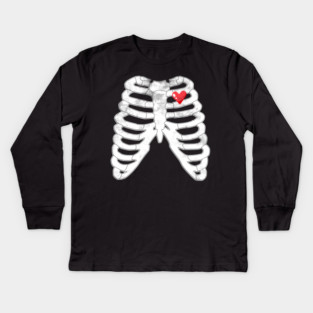 Skeleton Ribs Tee - Heartfelt Goth Ribcage Design Kids Long Sleeve T-Shirt