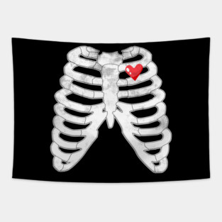 Skeleton Ribs Tee - Heartfelt Goth Ribcage Design Tapestry