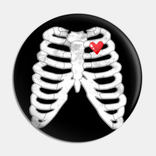 Skeleton Ribs Tee - Heartfelt Goth Ribcage Design Pin