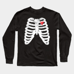 Skeleton Ribs Tee - Heartfelt Goth Ribcage Design Long Sleeve T-Shirt