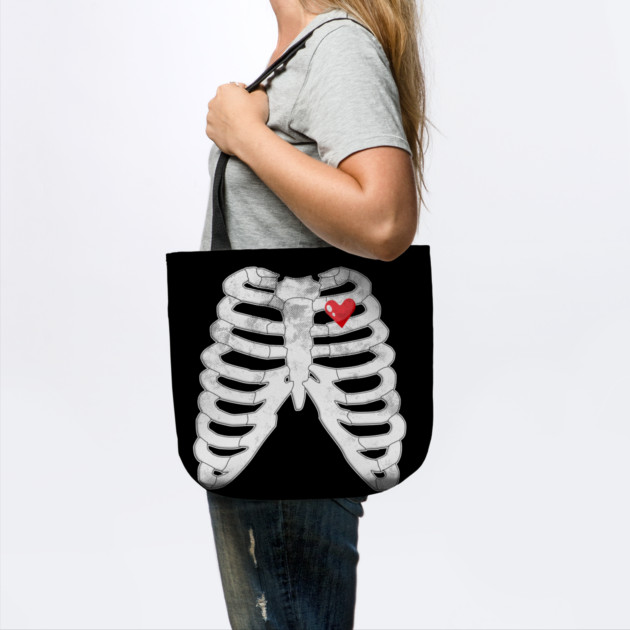 Skeleton Ribs Tee - Heartfelt Goth Ribcage Design by OUTFITPAW