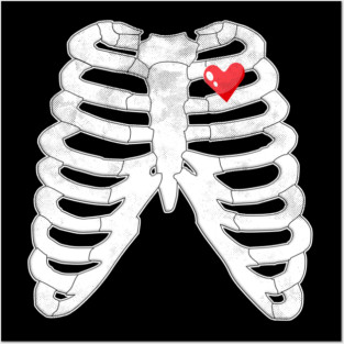 Skeleton Ribs Tee - Heartfelt Goth Ribcage Design Posters and Art