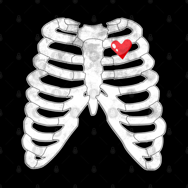 Skeleton Ribs Tee - Heartfelt Goth Ribcage Design by OUTFITPAW