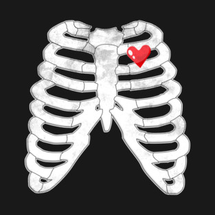 Skeleton Ribs Tee - Heartfelt Goth Ribcage Design T-Shirt