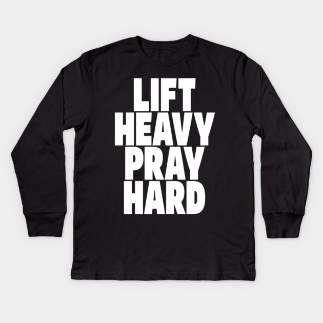 Gym Prayer Tee - Holy Gains Fitness Design Kids Long Sleeve T-Shirt by OUTFITPAW