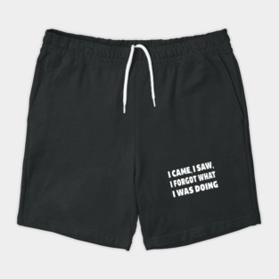 Forgetful Quote Tee - Absentminded Humor Apparel "I CAME, I SAW, I FORGOT WHAT I WAS DOING" Shorts