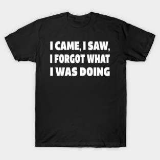 Forgetful Quote Tee - Absentminded Humor Apparel "I CAME, I SAW, I FORGOT WHAT I WAS DOING" T-Shirt
