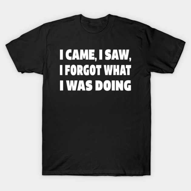 Forgetful Quote Tee - Absentminded Humor Apparel "I CAME, I SAW, I FORGOT WHAT I WAS DOING" T-Shirt by OUTFITPAW
