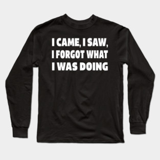 Forgetful Quote Tee - Absentminded Humor Apparel "I CAME, I SAW, I FORGOT WHAT I WAS DOING" Long Sleeve T-Shirt