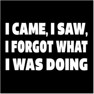 Forgetful Quote Tee - Absentminded Humor Apparel "I CAME, I SAW, I FORGOT WHAT I WAS DOING" Posters and Art