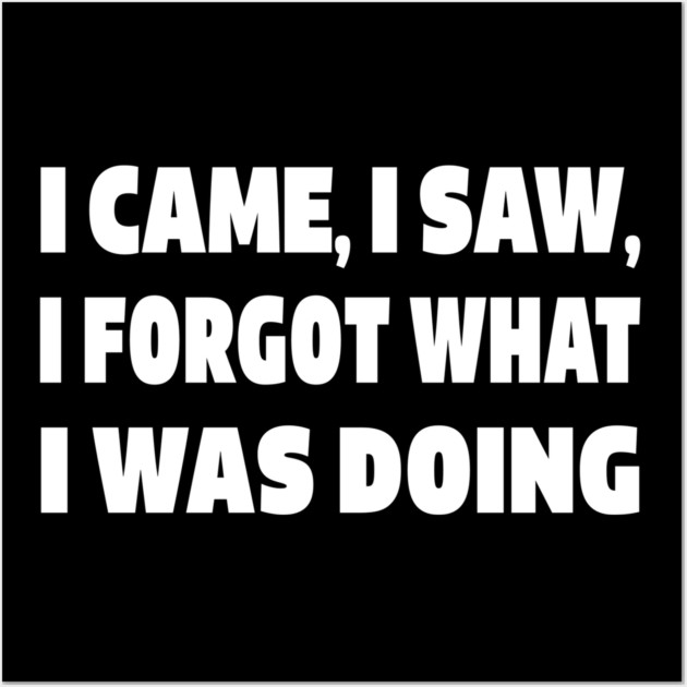 Forgetful Quote Tee - Absentminded Humor Apparel "I CAME, I SAW, I FORGOT WHAT I WAS DOING" Wall Art by OUTFITPAW