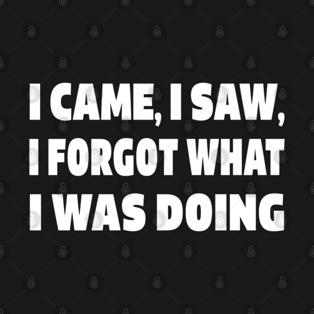 Forgetful Quote Tee - Absentminded Humor Apparel "I CAME, I SAW, I FORGOT WHAT I WAS DOING" by OUTFITPAW